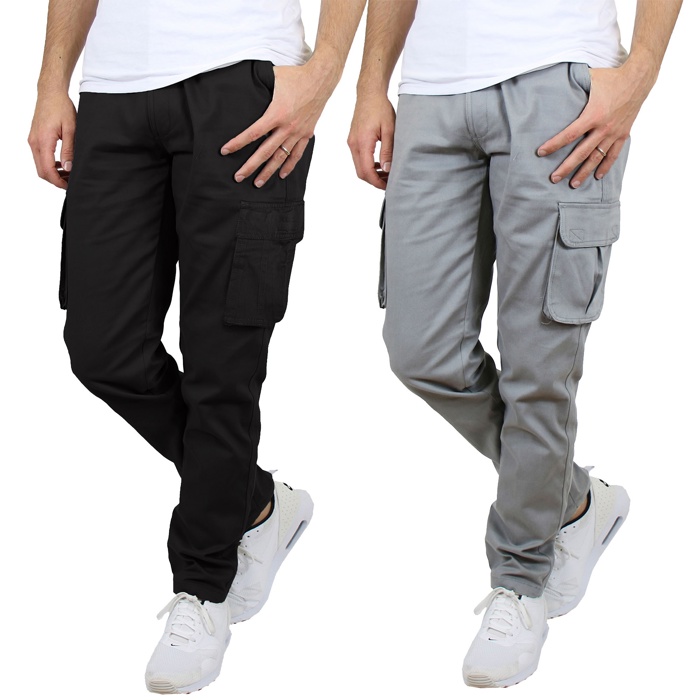2-Pack Men's Flex-Stretch Cotton Cargo Pants, 31-Inch Inseam - Comfortable and Durable